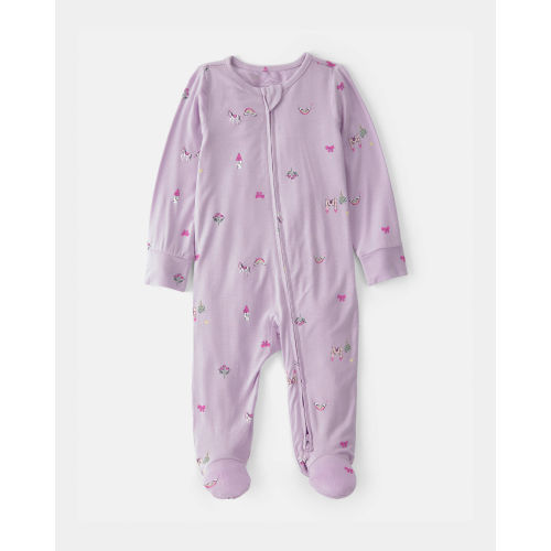 Baby Girl Fairytale 2-Way Zip PurelySoft Footie Sleep & Play Pajama - Purple