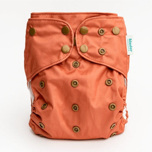 Solid Color: Essentials Pocket Cloth Diaper with Athletic Wicking Jersey, Grows with your Baby - Terracotta