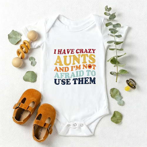 Best Auntie Ever Baby Clothes - Funny "I Have Crazy Aunts" Bodysuit, Unisex Newborn & Infant Gift Outfit 0-24 Months