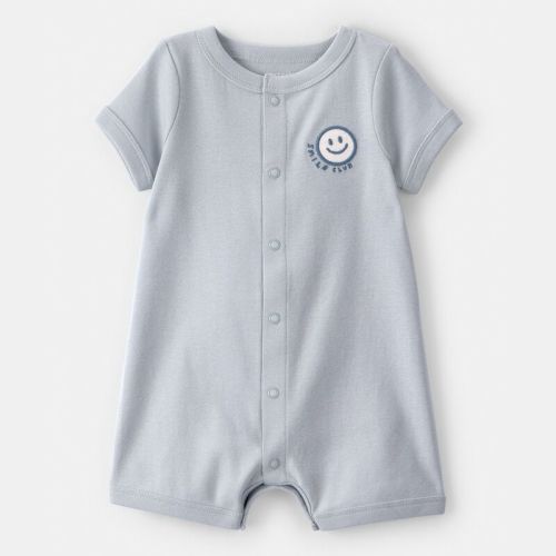 Baby Smile Club' Short-Sleeve Romper - Blue | Carter’s Oshkosh Canada