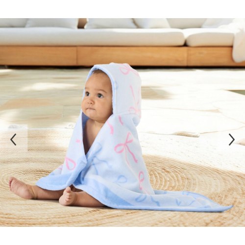 Bow Reversible Baby Beach Hooded Towel UPF 50+
