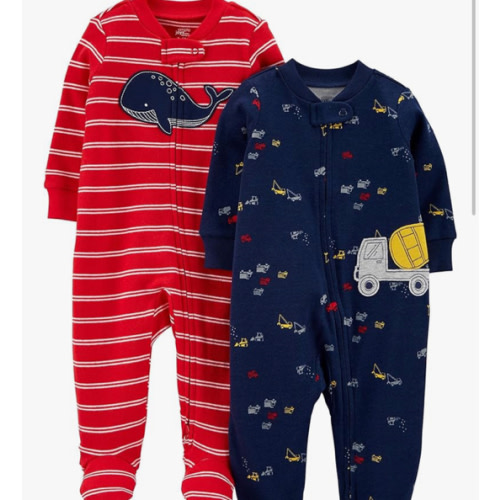 Simple Joys by Carter's Baby Boys' 2-Way Zip Thermal Footed Sleep and Play, Pack of 2