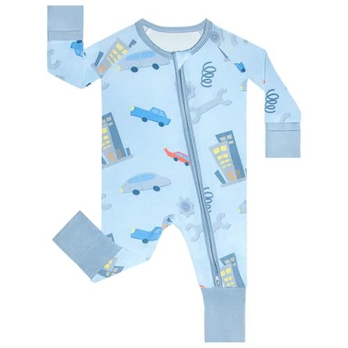 GUISBY Baby Footless Pajamas, Rayon of Bamboo, Core, NB-2T | Rayon of bamboo softness, 2-way zipper, fold-over mittens, footless or footed comfort, sleep & daily wear