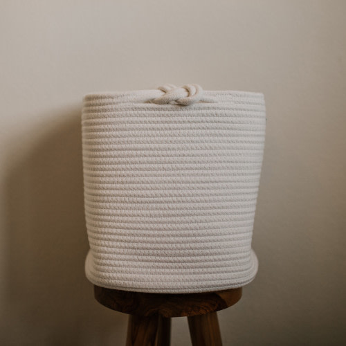 Parker Baby Co. Rope Cube Storage Basket - White