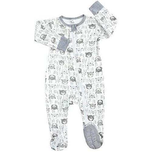 Kids Tales Baby Girls Long Sleeve Footies Zipper Romper Flower Pajama Jumpsuit 1 Piece Cotton Playsuit