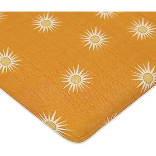 Babyletto Muslin Baby Bassinet Sheets for Girls & Boys - GOTS Certified Breathable Organic Cotton Cover - 360° Fitted, Soft, Gentle & Cozy Rectangle Bedside Bassinet Sheets - Golden Hour