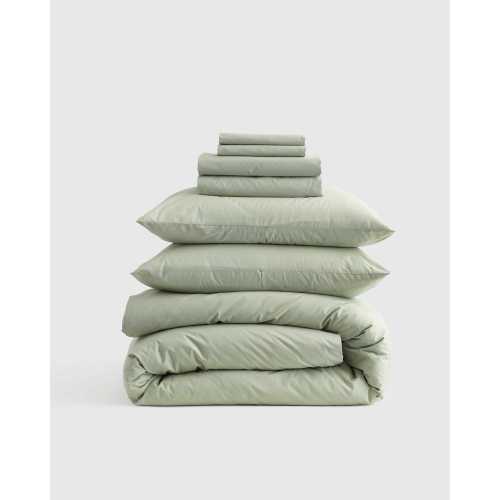 Classic Organic Percale Deluxe Bedding Bundle in Sage