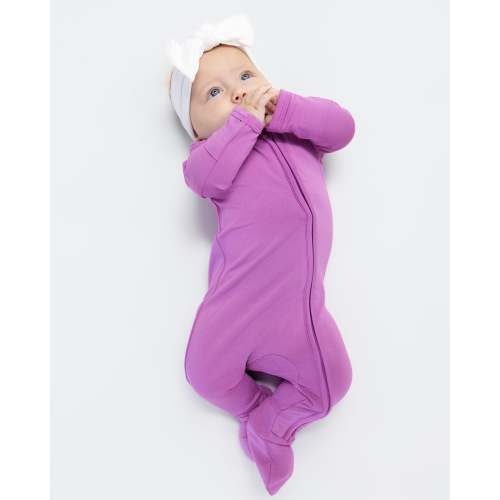 Zip Footie in Deep Mauve
