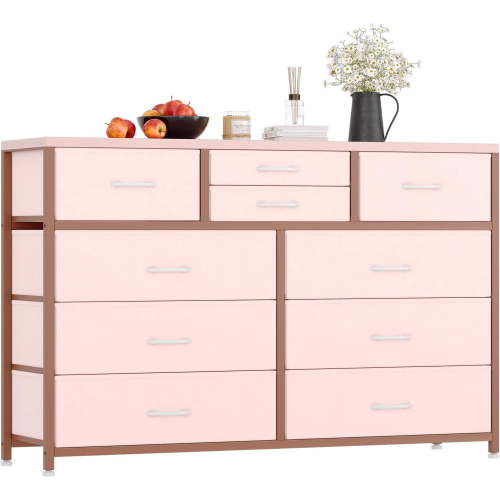 Dresser for Bedroom TV Stand for 55” TV, Entertainment Centre with 10 Drawers, Storage Organizer Unit for Living Room, Closet, Entryway, Hallway (Pink) - Walmart.ca