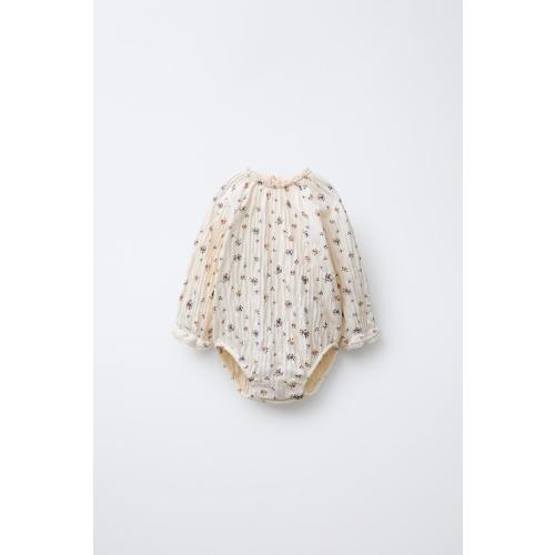 FLORAL LACE TRIM BODYSUIT - Ecru | ZARA United States