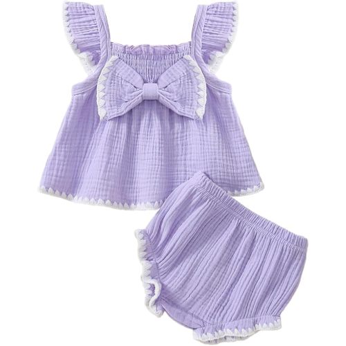 Summer Ruffle Outfit Set with Bloomers 6-12 Months