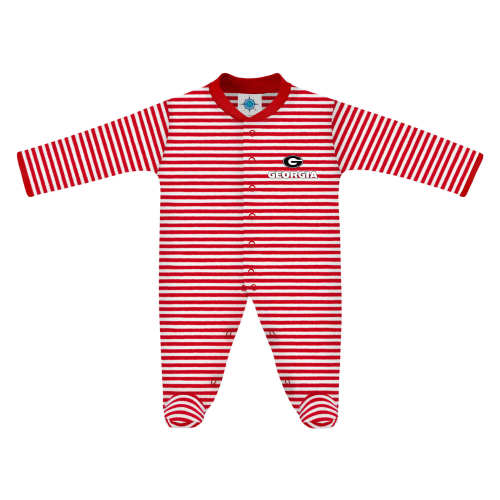 Georgia Bulldogs Striped Footed Romper | College Baby