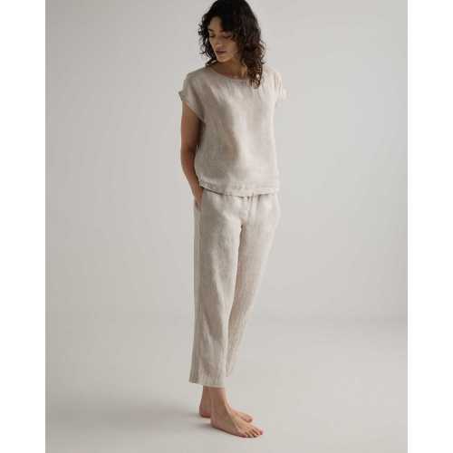 100% European Linen Pajama Set in Flax