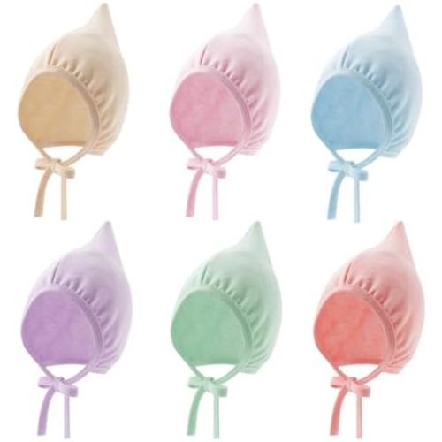 Newborn Baby Hospital Hat Soft Cotton Infant Pointed Hat with Adjustable Tie Cute Beanie Cap for Baby Boys Girls