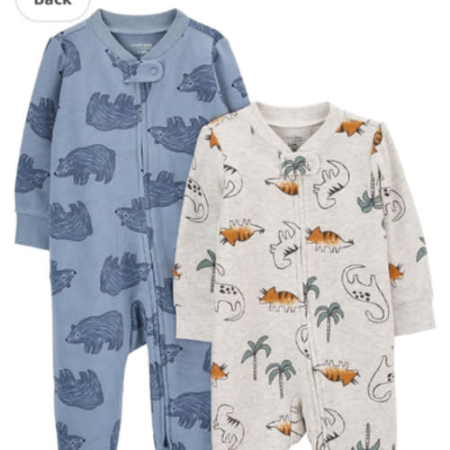 Simple Joys by Carter's Baby Boys' 2-Pack 2-Way Zip Cotton Footed Sleep and Play