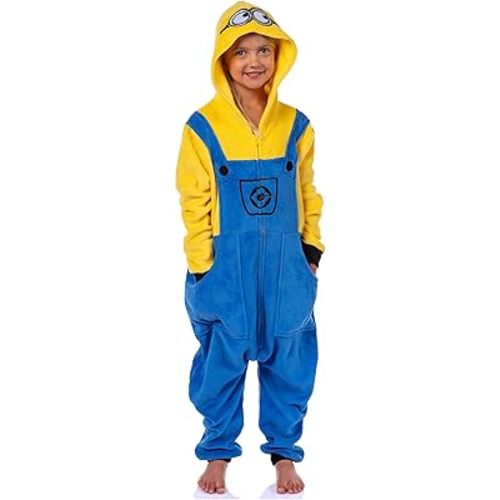 INTIMO Despicable Me Minions Kids Bob The Minion 1 Piece Union Suit Footless Hooded Pajama For Boys or Girls