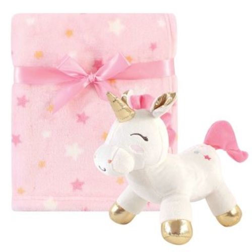 Luvable Friends Baby Girl Unicorn Themed Baby Bedding Set, Unicorn Blanket And Toy, One Size