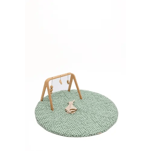 Parker - Linen Quilted Playmat in Green Gingham
