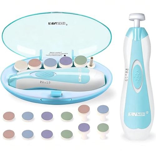 FANSIDI Baby Nail Trimmer Electric – Easy & Safe Baby Nail File Kit, Quiet LED Light, Multiple Speeds & Pads for Newborns, Infants, Toddlers & Adults, Perfect Baby Shower Gift