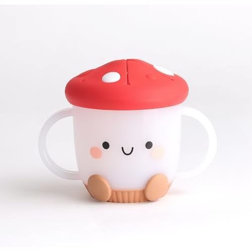 Itzy Ritzy Toddler Snack Cup, Spill-Proof w/Soft Silicone Lid, Mushroom