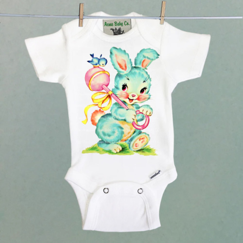 Blue Nursery Bunny Organic One Piece Baby Bodysuit – Acme Baby Co. LLC