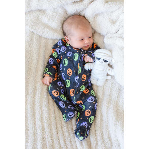 Halloween Bamboo Waffle Zipper Footie in Candy Crawl | Caden Lane