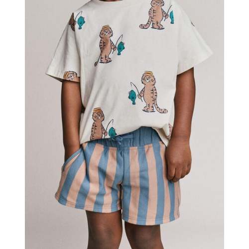 Toddler Boy Long-Line Shorts in Stripes - Slate Blue/Brown - Otter Avenue | Carter's