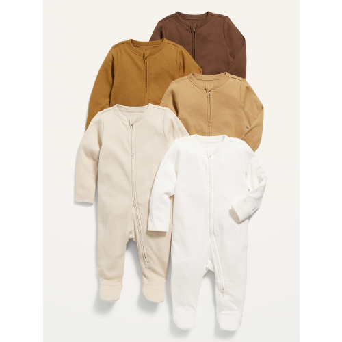 Unisex 2-Way-Zip Sleep & Play Footed One-Piece 5-Pack for Baby