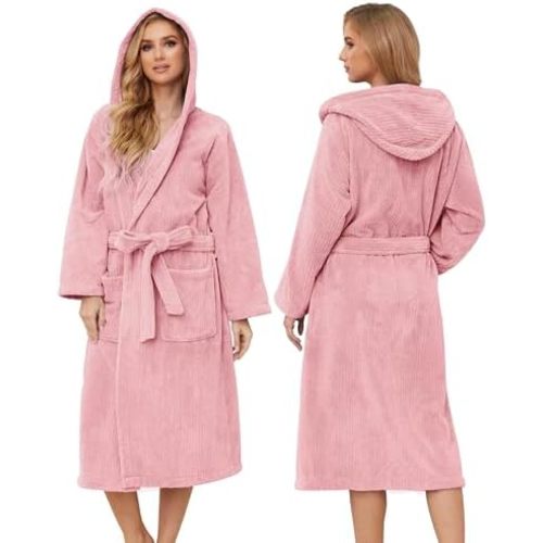 Hooded Bathrobes for Women, Soft Long Towel Robes for Women - Quick Dry yet Warm