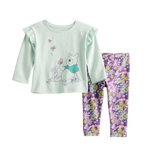 Disney's Winnie the Pooh Baby Girl Ruffle Shoulder Long Sleeve Graphic Tee & Leggings Set by Jumping Beans®