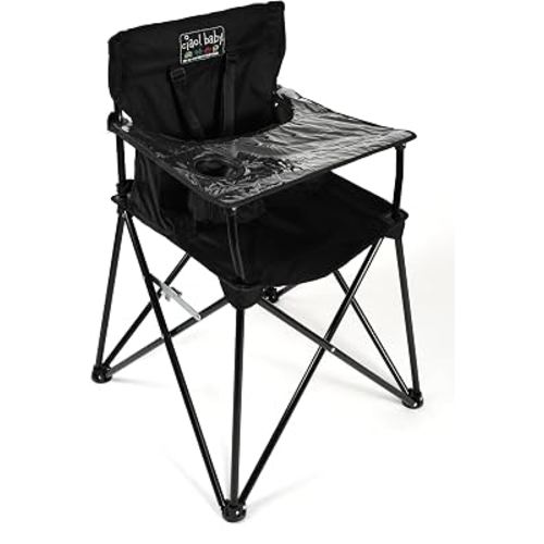 ciao! Baby Portable High Chair, for Travel and Camping, Black | With Tray, Carry Bag, 23 x 23 x 32 Inches, Nylon and Vinyl, No Assembly Needed : Chair Booster Seats : Baby