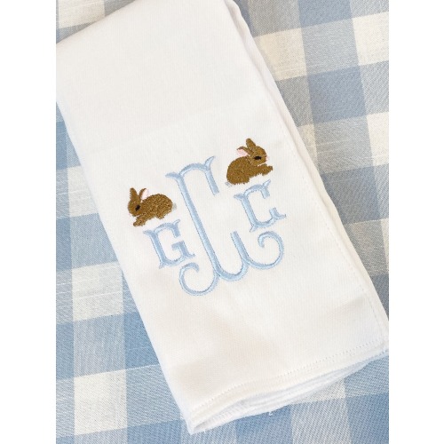 Monogrammed Bunny Rabbit Design Burp Cloth or bib