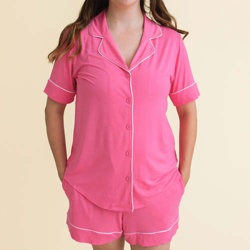 Posh Hot Pink Women's Luxe Pajama Short Set