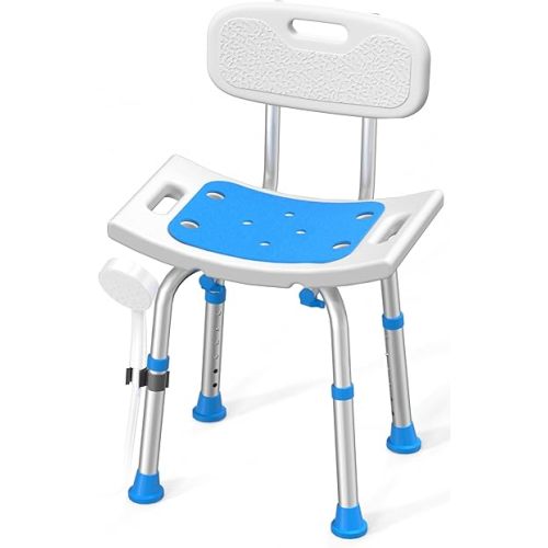 HOMLAND Shower Chair for Inside Shower with Removable Back, 400 lbs Heavy Duty Bath Seat for Bathtub, Safety Bath Stool for Seniors and Disabled, Aluminum Alloy Frame