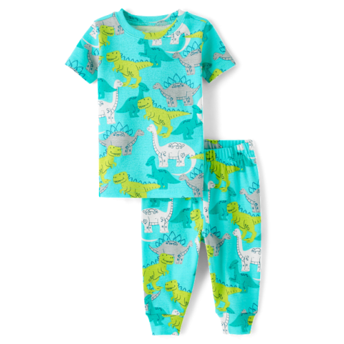 Baby And Toddler Boys Animal Wheels Snug Fit Cotton Pajamas - Aqua