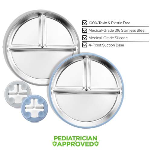 NonToxicToddler PureBite™ Steel & Silicone Plates - PureBite™ Steel & Silicone Plates