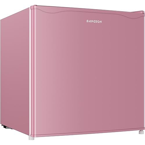 BANGSON 1.7 Cu.Ft Mini Fridge with Freezer, Compact Single Door Refrigerator - Energy Saving, Low Noise - Perfect for Office, Apartment, Dorm, Bedroom,Pink