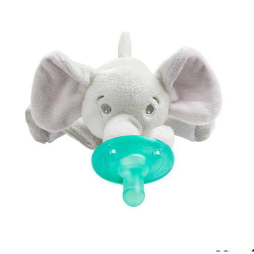 Philips AVENT Soothie Snuggle Pacifier Holder with Detachable Pacifier, 0m+, Elephant, SCF347/03- 1 Count (Pack of 1)