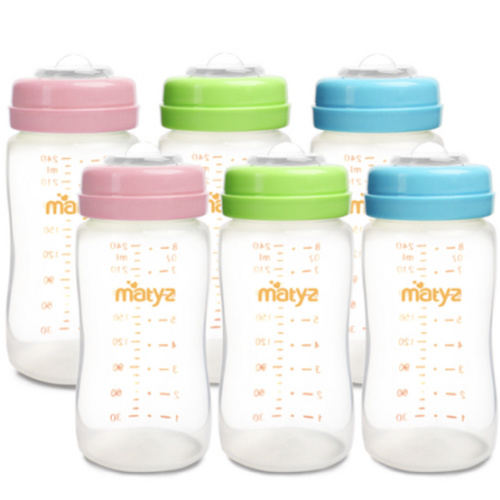 Matyz Wide Neck Breast Milk Collection and Storage Bottles - Can Be Used as a Baby Bottle with the Bonus Nipples - Leak Proof Design - Use One Bottle to Pump, Store & Feed