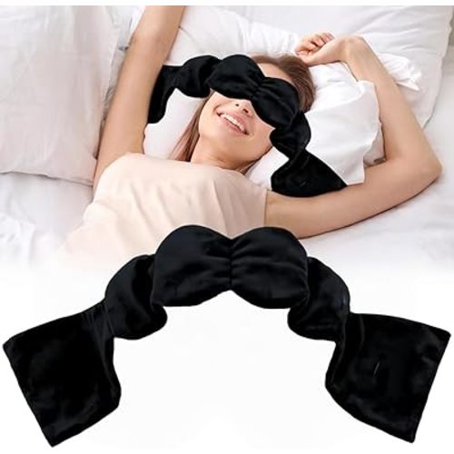 Weighted Sleep Mask, Weighted Eye Mask Designed for Deep Sleep and Eye Fatigue Relief with Adjustable Strap, Offers Light-Blocking Comfort with Soft, Relaxation, Napping (Black)