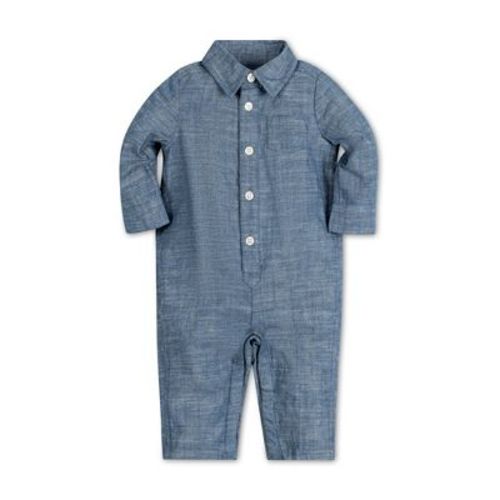 Hope & Henry Layette Baby Boy Long Sleeve Button Front Chambray Romper, Infant, 0-3 Months