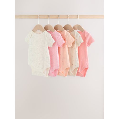 Fluro Pink Baby Short Sleeve Bodysuits 5 Pack