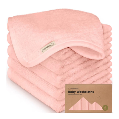 6-Pack Baby Washcloths – Soft Absorbent Viscose from Bamboo Washcloths for Face, Body, Baby Towels for Newborn, Kids, Toddlers, Infant, Gentle on Sensitive Skin, 10x10 Reusable Face Towels(Blush Pink)