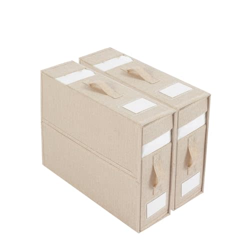 DYNAIZER Linen Closet Organizers and Storage for Bedding Thin Blanket, Folding Sheet Storage Organizer with Visible Window (Beige)