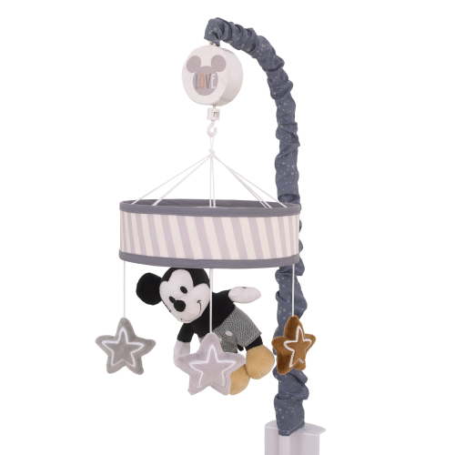 Disney Love Mickey Gray and White Plush Musical Mobile