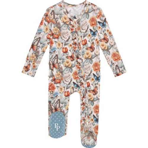 Floral Ruffle Zip Footie, 6-9M