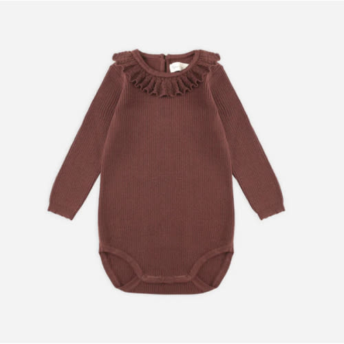 Ruffle Collar Bodysuit || Burgundy