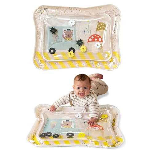 Taf Toys Tummy Time Water Mat for Babies - Stimulating Baby Water Play mat, Tummy Time Sensory Mat with Floating Toys - Tummy Time Play Mat, Premium Water Mat for Babies, Infant Toys (Ice Cream Bear)