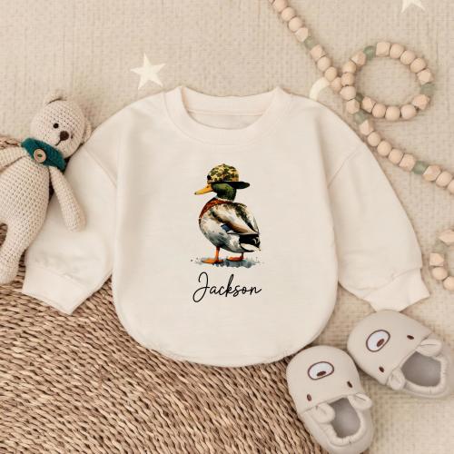 Custom Mallard Duck Baby Bodysuit: Retro Duckling Romper, Duck Lover Outfit