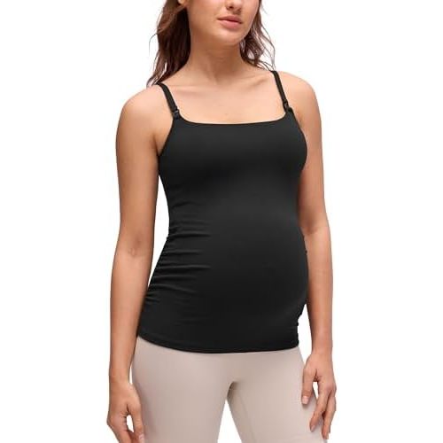 CRZ YOGA Butterluxe Maternity Clip Down Nursing Tank Tops - Adjustable Straps Womens Pregnancy Casual Cami Shirt Built in Bra